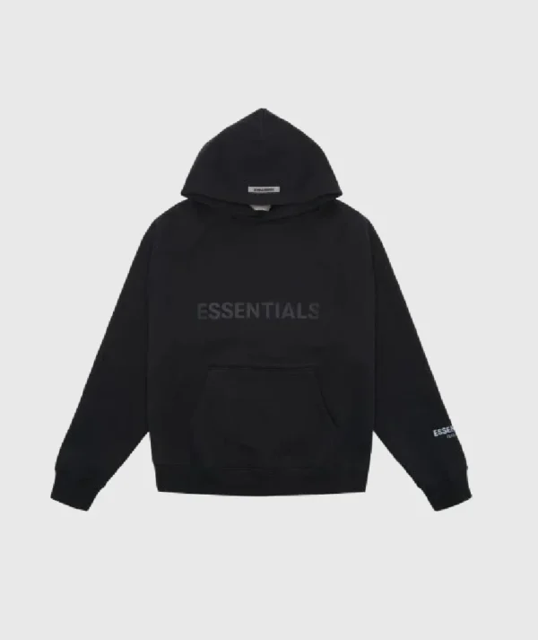 Fear of God Essentials Pullover Applique Logo Hoodie Black